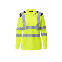 Vue de face du Polo femme Payper GUARD+WINTER LADY Jaune Fluo/Bleu Marine