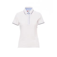 Vue de face du Polo femme Payper LEEDS manches courtes - Blanc/Bleu Marine