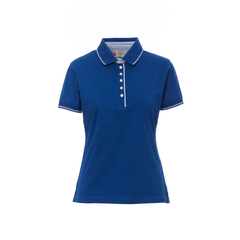 Vue de face du Polo femme Payper LEEDS manches courtes Bleu Roi/Blanc