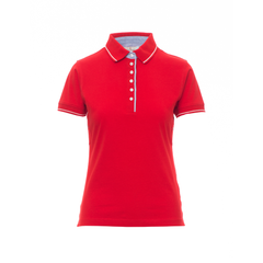 Vue de face du Polo femme Payper LEEDS manches courtes Rouge/Blanc