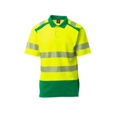 Vue de face du Polo hv Payper ROAD manches courtes Jaune Fluo/Vert