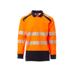 Vue de face du Polo hv Payper ROAD WINTER manches longues Orange Fluo/bleu