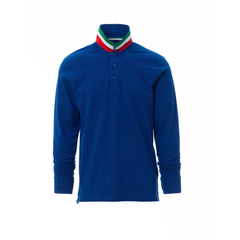 Vue de face du Polo homme Payper LONG NATION manches longues Bleu Roi/Italie