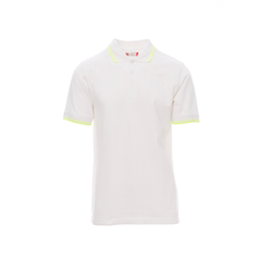 Vue de face du Polo homme Payper SKIPPER manches courtes Blanc/Jaune Néon