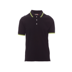 Vue de face du Polo homme Payper SKIPPER manches courtes Noir/Jaune Néon