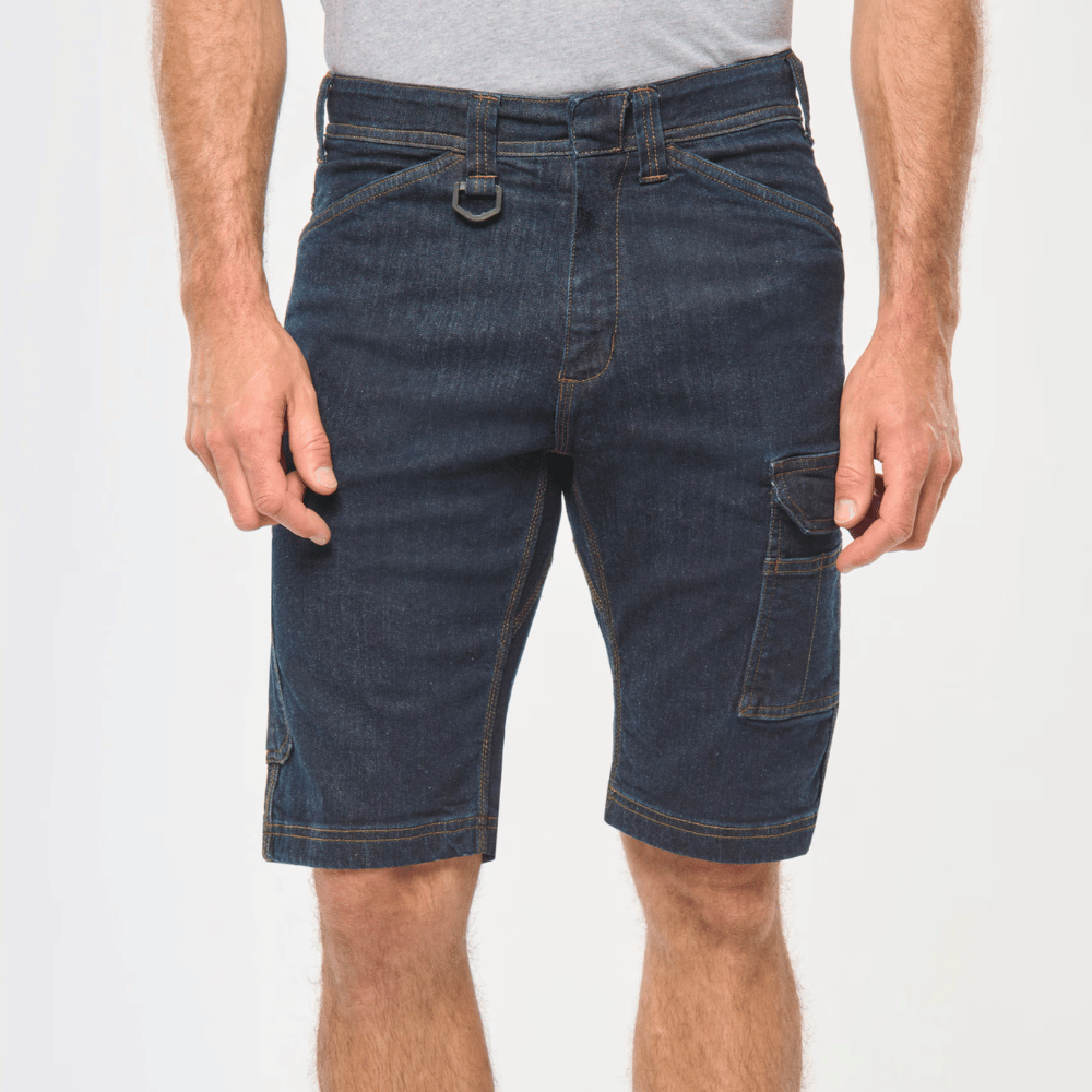 Vue du Bermuda denim multipoches noir homme – WK. Designed To Work portée