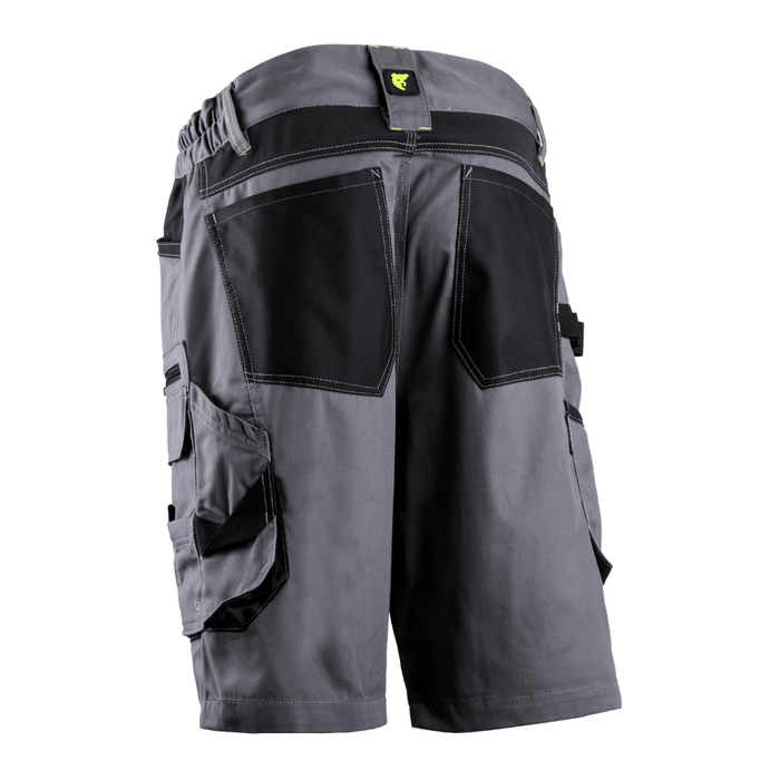 Vue de dos du Bermuda de travail stretch BARU gris/lime – Coverguard