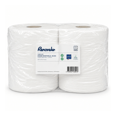 Lot de 2 Bobines essuyage industriel blanche 1000 formats 2 plis – MP HYGIÈNE