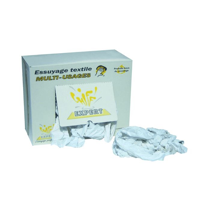 Chiffon d’essuyage coton recyclé – Carton 10 kg – Global Hygiène