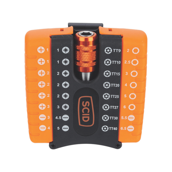 Vue du Coffret 32 embouts 25 mm + porte-embout SCID Fermé