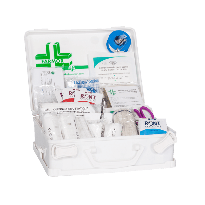 Coffret de secours Bâtiment FARMOR – 8/10 ou 15/20 personnes contenu