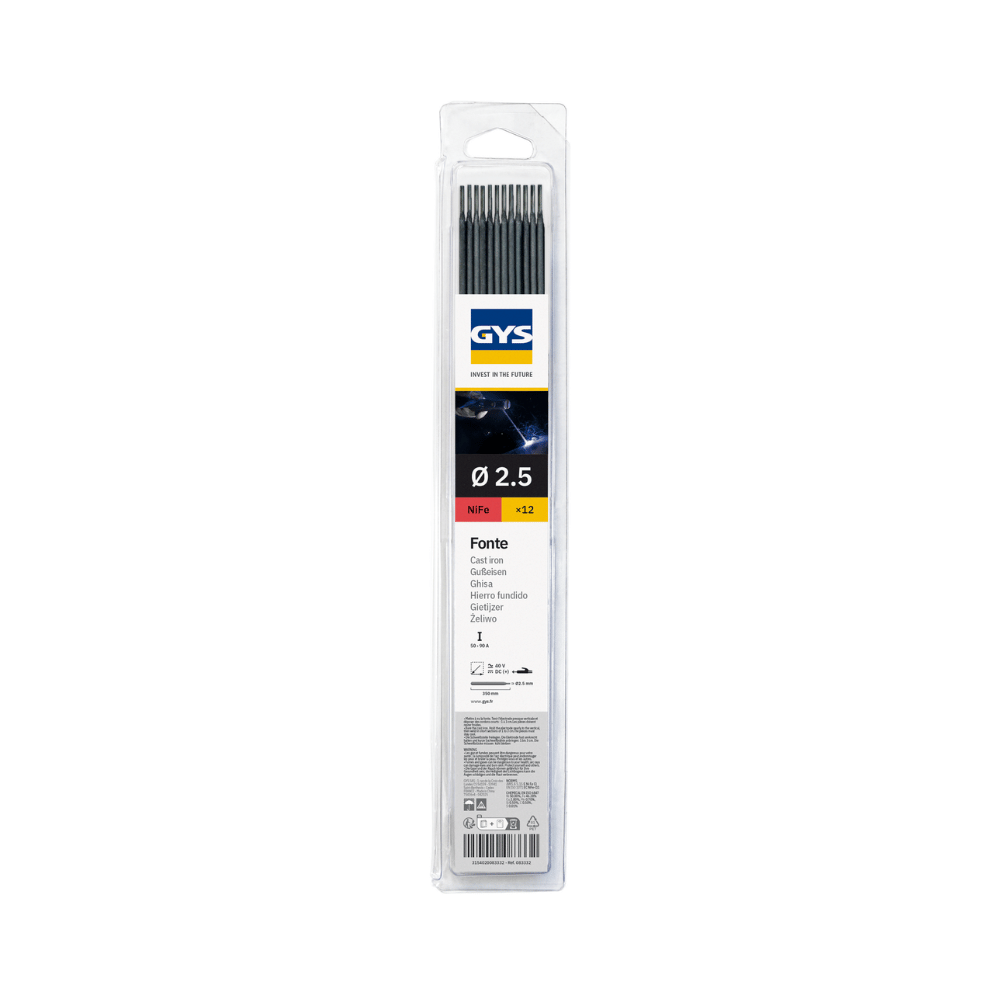 Électrodes fonte GYS Ø2,5 mm – blister de 12
