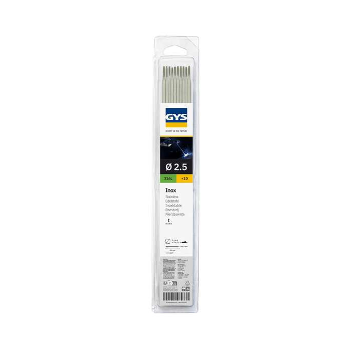 Électrodes inox 316L GYS Ø2,5 mm – blister de 10