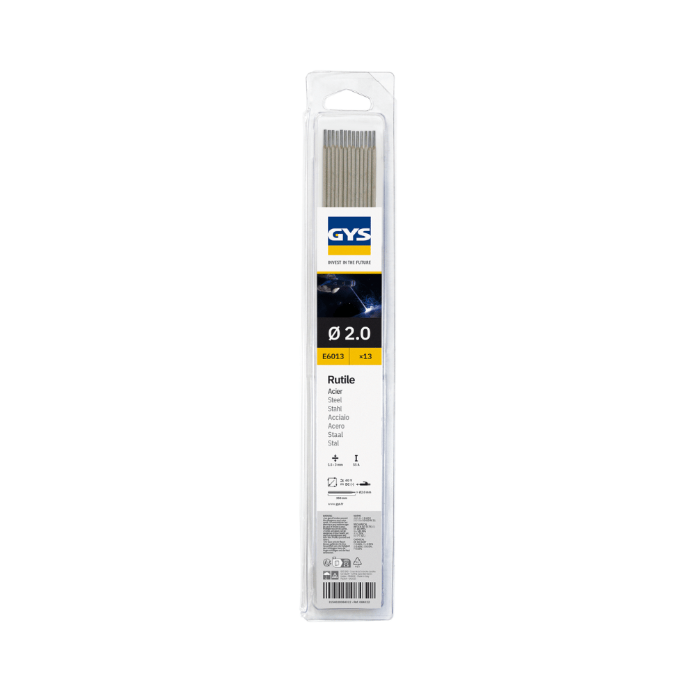 Électrodes rutiles acier E6013 pour soudage MMA Diamètre 2, lot de 13– GYS