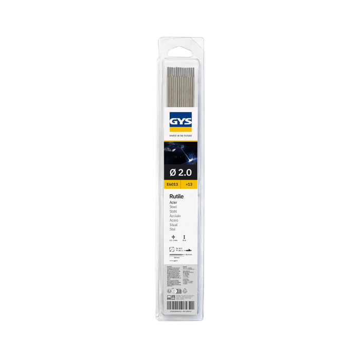 Électrodes rutiles acier E6013 pour soudage MMA Diamètre 2, lot de 13– GYS