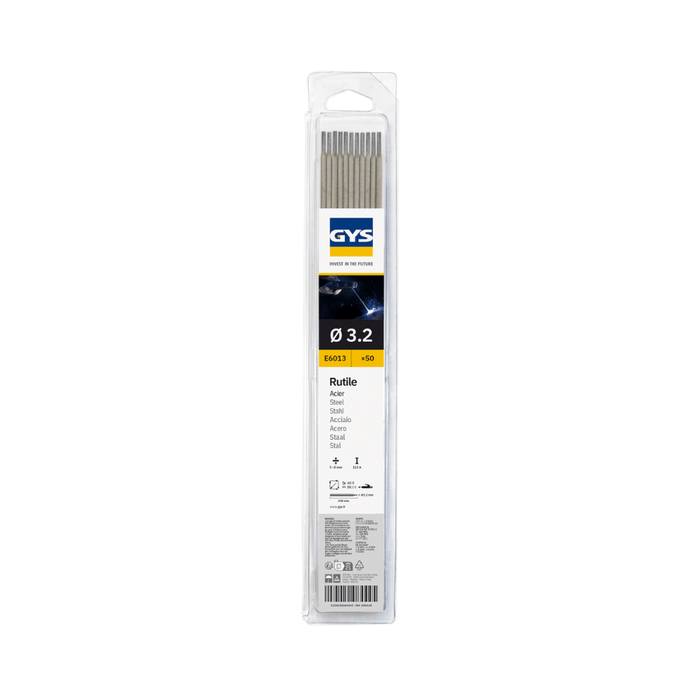 Électrodes rutiles acier E6013 pour soudage MMA Diamètre 3.2, lot de 50 – GYS