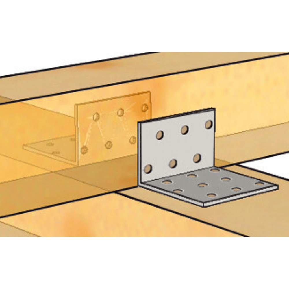 Application de l'Équerre perforée acier galvanisé pour assemblage bois - ING FIXATIONS