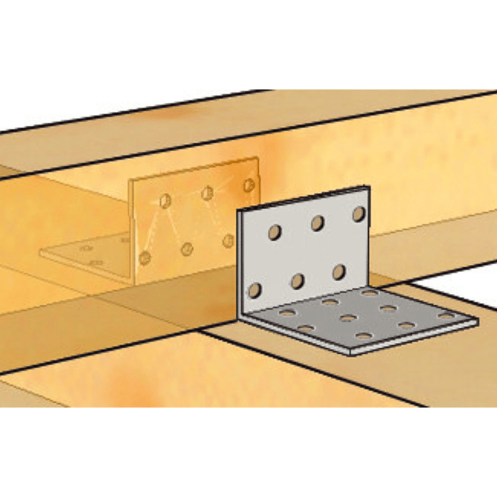 Application de l'Équerre perforée acier galvanisé pour assemblage bois - ING FIXATIONS