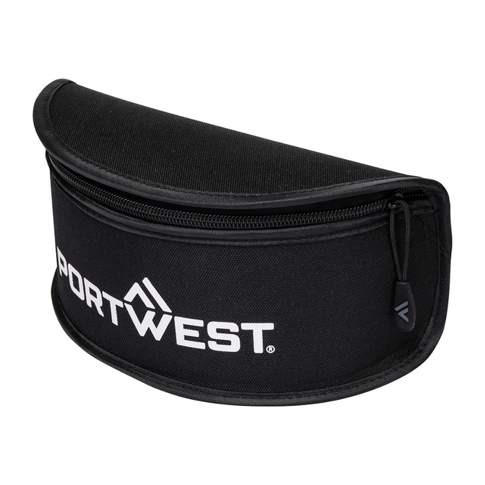 Vue de côté de l'Étui rigide pour lunettes de protection noir – Portwest