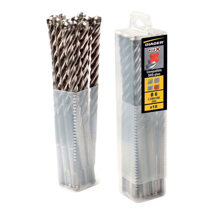 Foret béton 4G4 4 taillants SDS-plus pack 12 forets - DIAGER