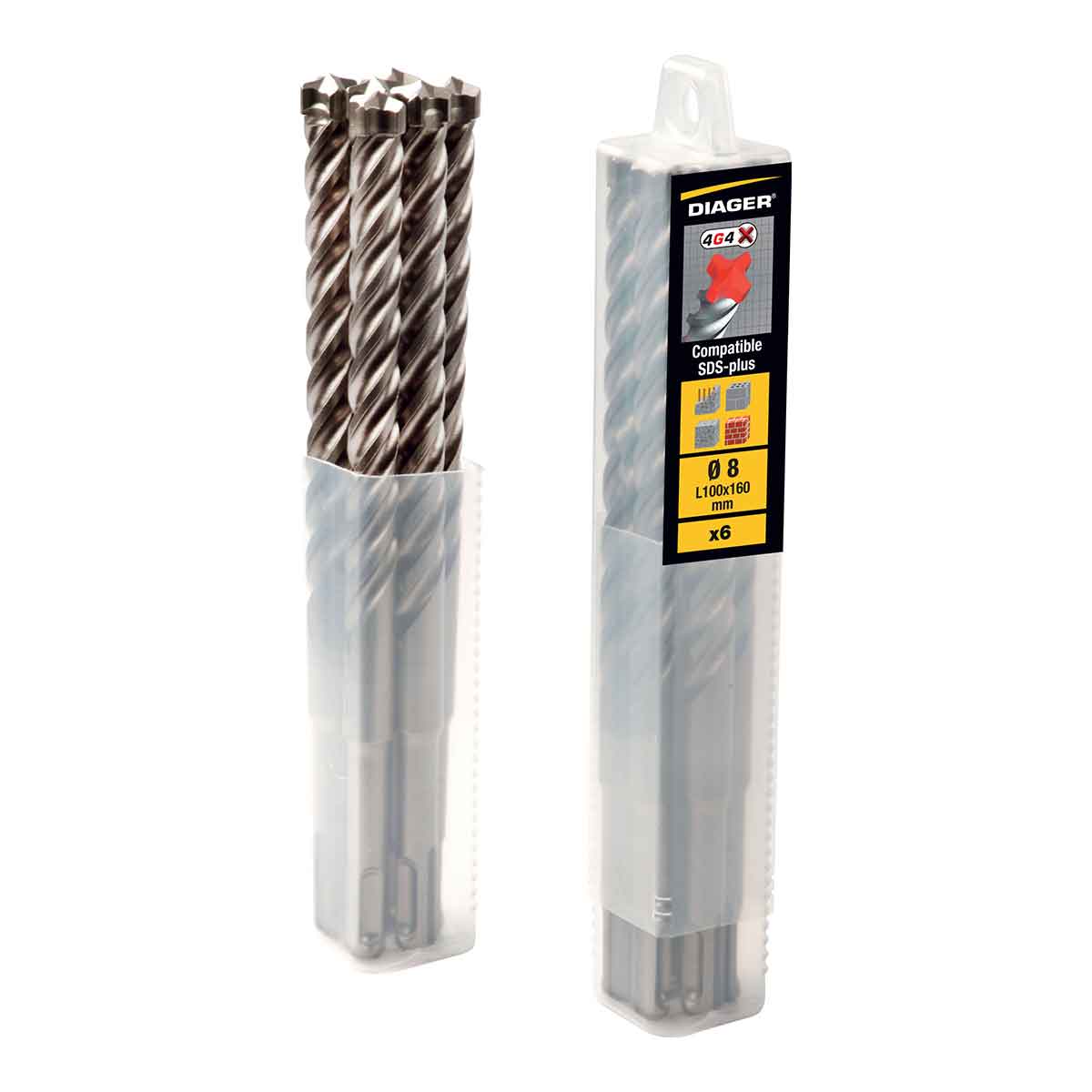 Foret béton 4G4 4 taillants SDS-plus pack 6 forets - DIAGER