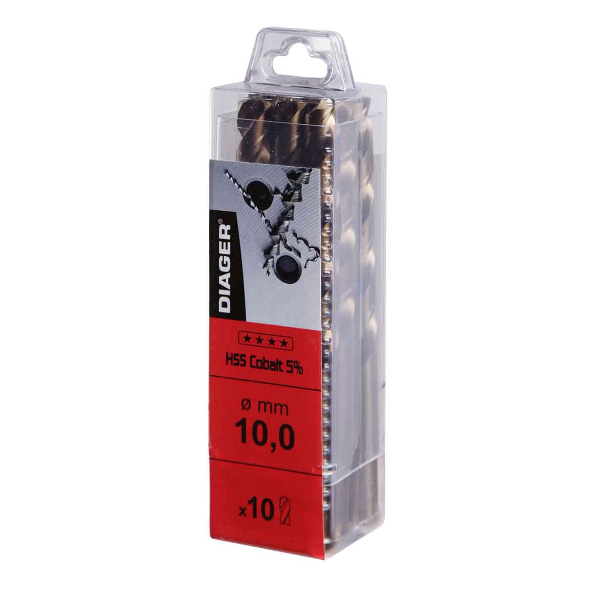 Foret métaux HSS cobalt 5% DIN 338 angle de pointe 135° Tube - DIAGER