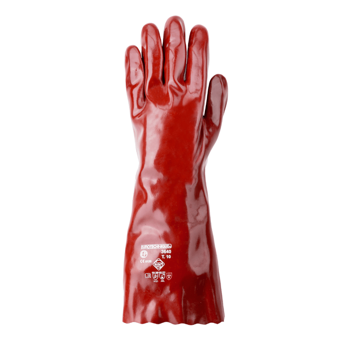 Gants de protection chimique EUROCHEM, PVC - Rouge - 27 à 40 cm - COVERGUARD