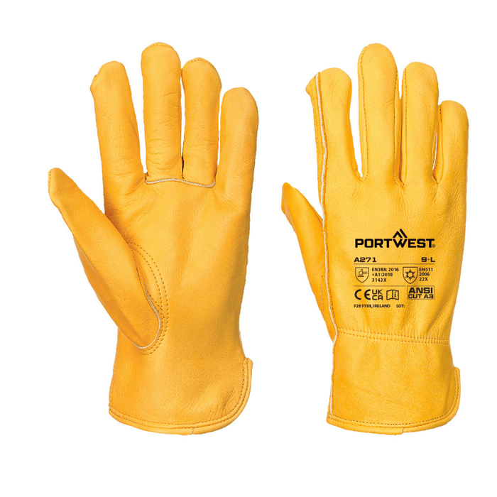 Paire de Gants Driver cuir hiver A271 bronze – Portwest