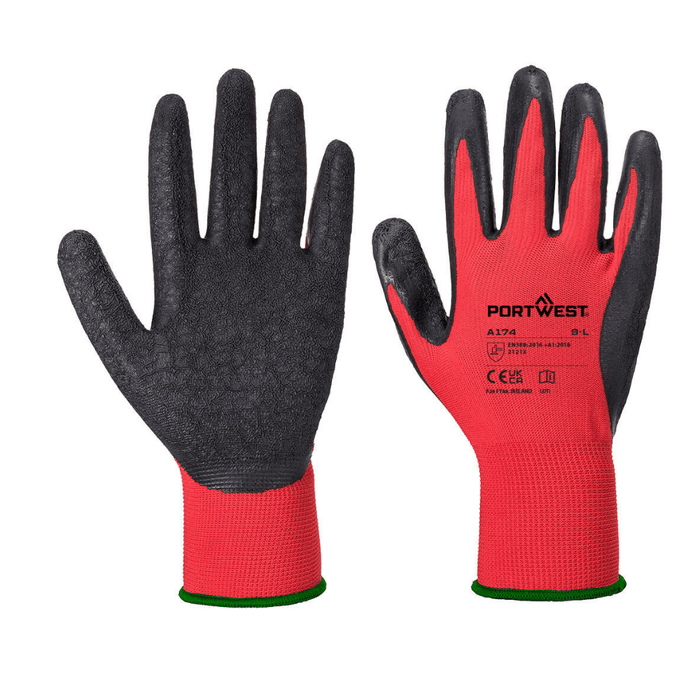 Paire de Gants Flex Grip A174 latex rouge/noir – Portwest