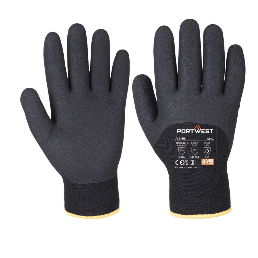 Gants hiver Arctic A146 nitrile sablé - Noir - PORTWEST