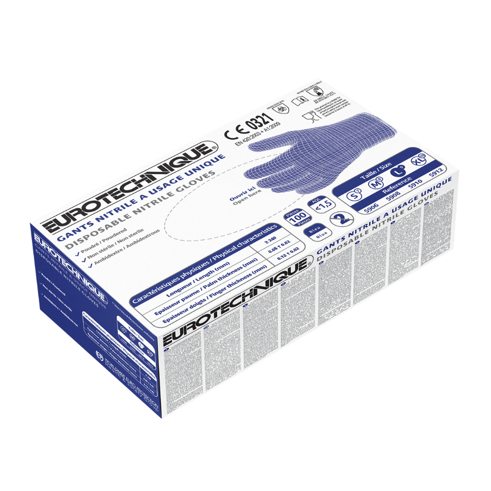 Gants jetables nitrile bleu EURO-ONE – Coverguard