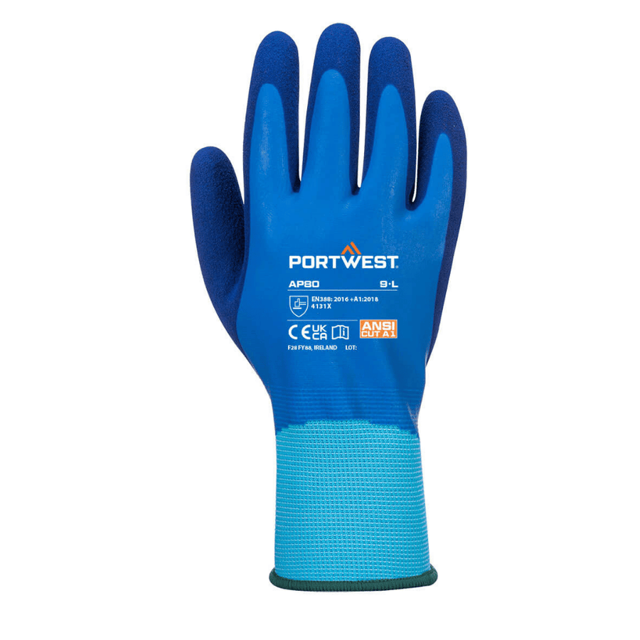Gants imperméables AP80 double enduction latex - Bleu – PORTWEST