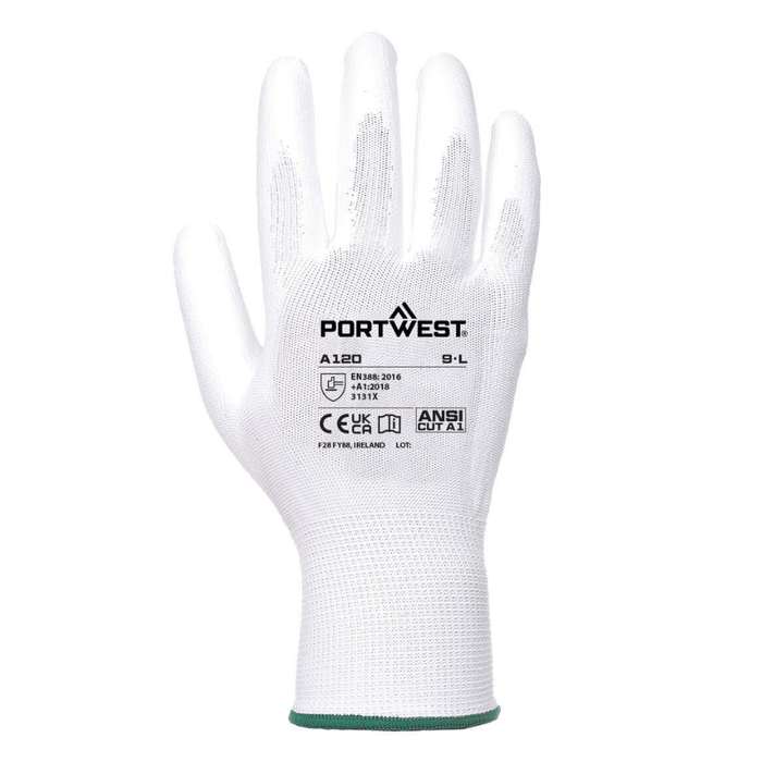 Gants enduits PU blancs A120 jauge 13 – Portwest