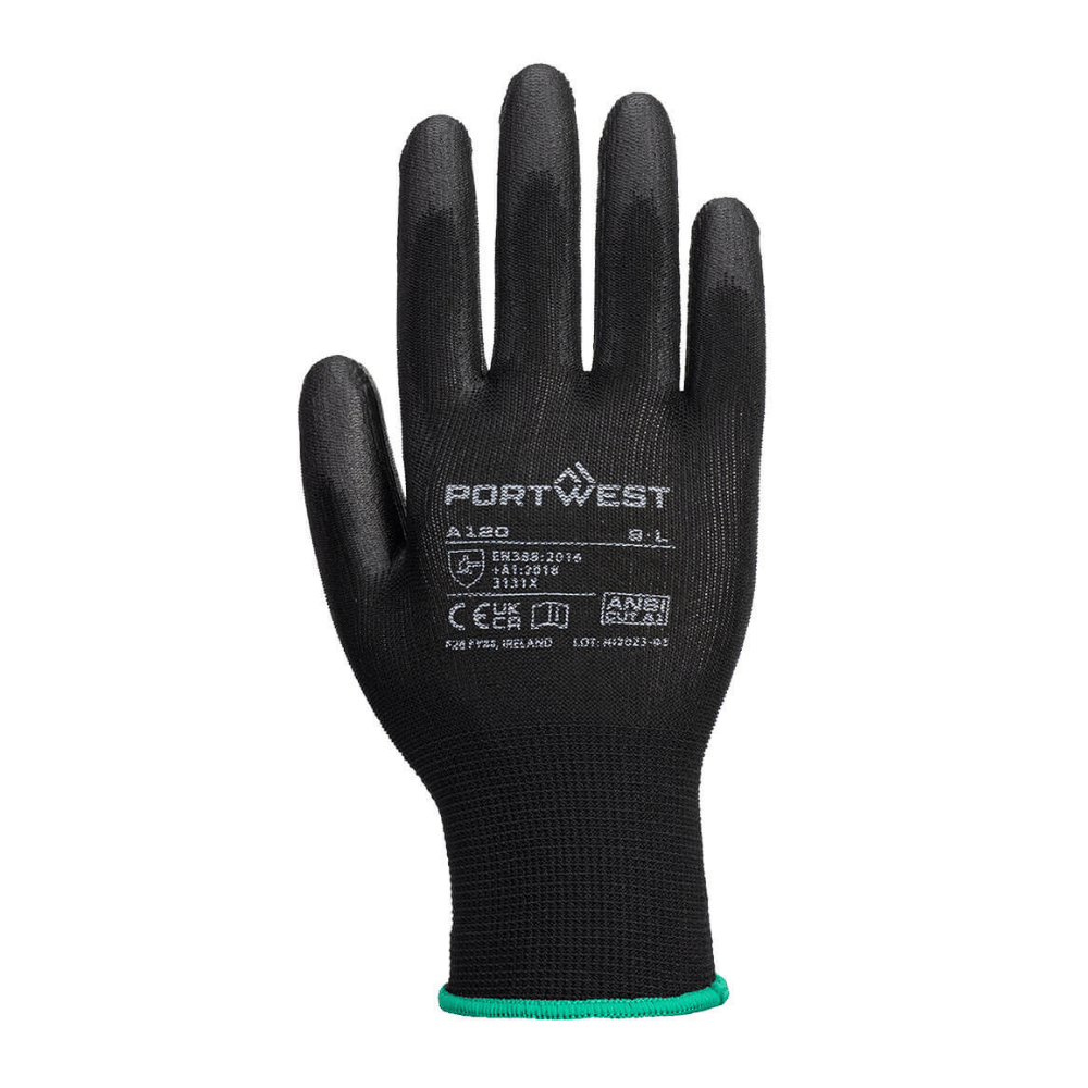 Gants enduits PU noirs A120 jauge 13 – Portwest