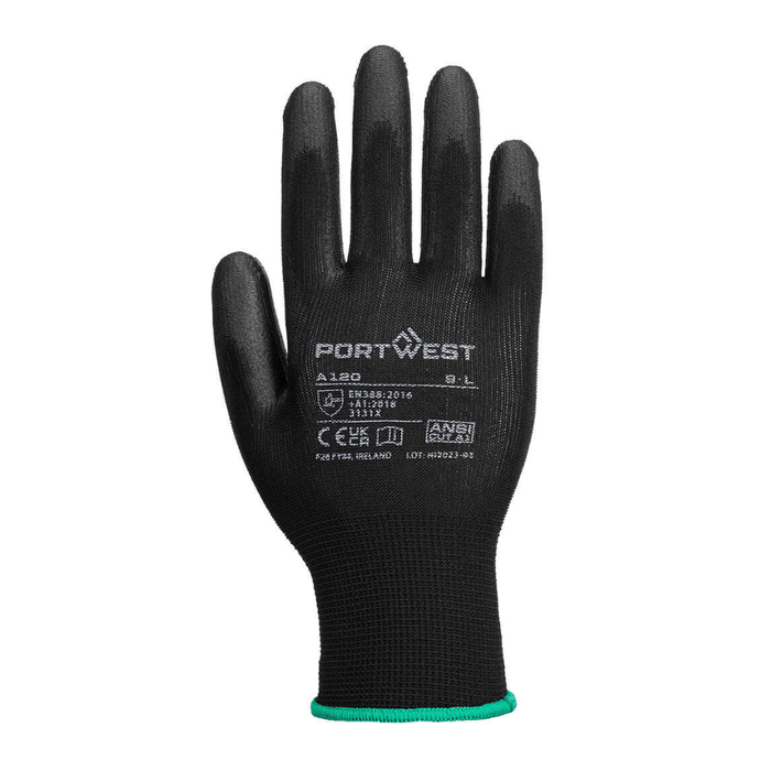 Gants enduits PU noirs A120 jauge 13 – Portwest