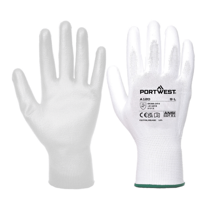 Paire de Gants enduits PU blancs A120 jauge 13 blanc – Portwest