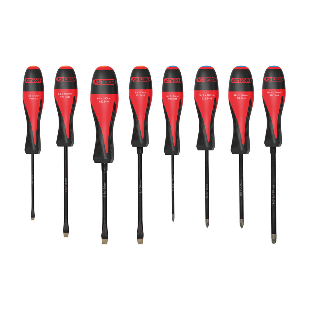 Jeu de 8 tournevis Fente - PZ de chez KS Tools