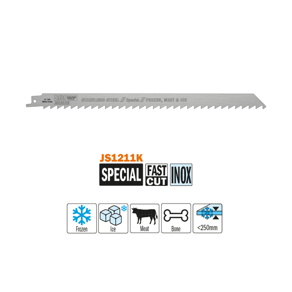Details de la Lame scie sabre CMT JS1211K viande os glace 300 mm