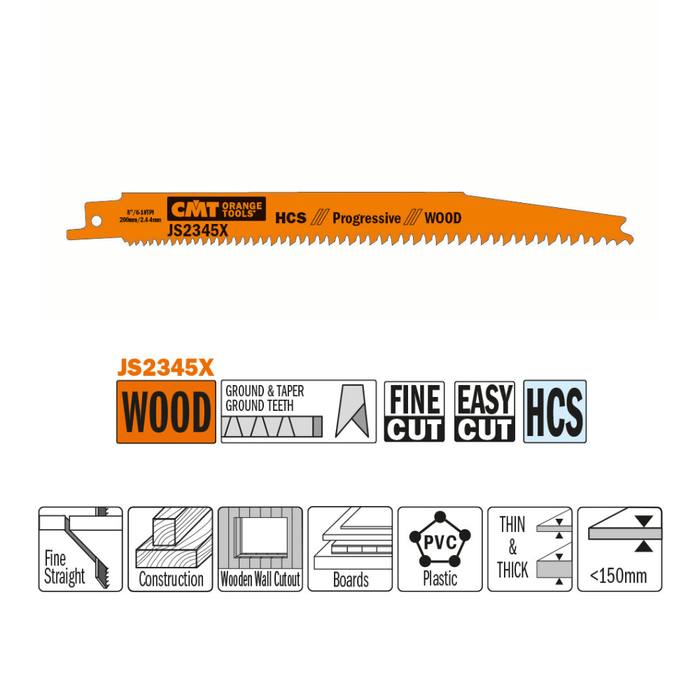Lame de scie sabre JS2345X - Bois de construction, coupe droite - CMT