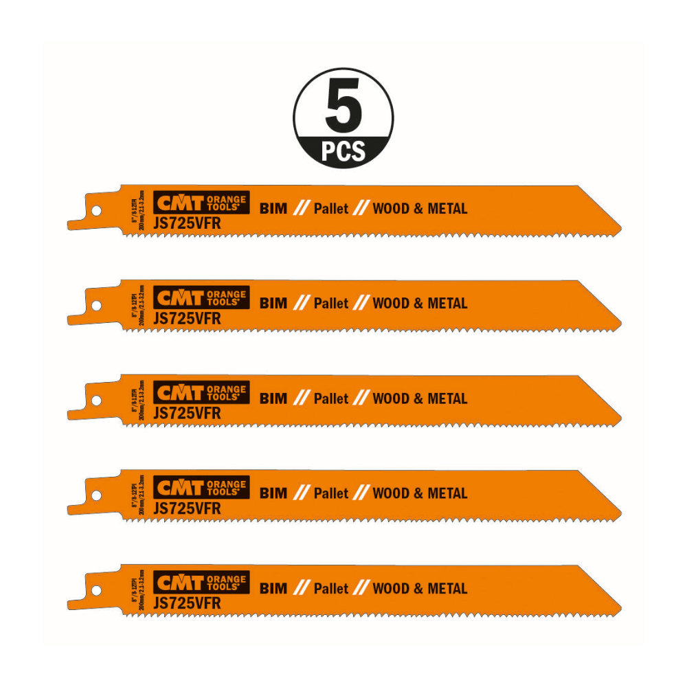Lot de 5 de la Lame scie sabre CMT JS725VFR palettes bois avec clous