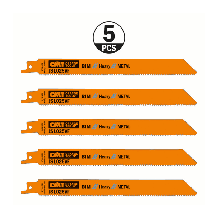 Lot de 5 Lames scie sabre JS1025VF métal 200 mm x5 – CMT