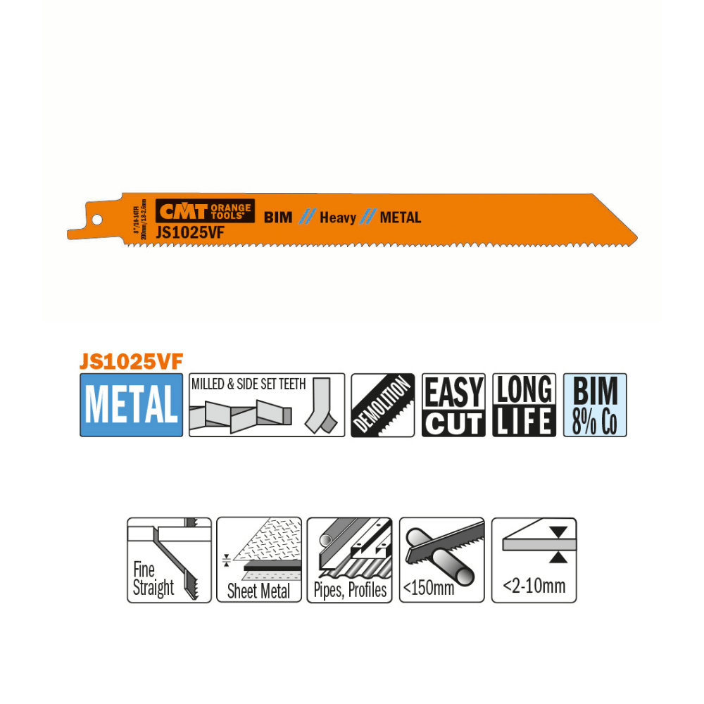 Lame scie sabre JS1025VF métal 200 mm x5 – CMT