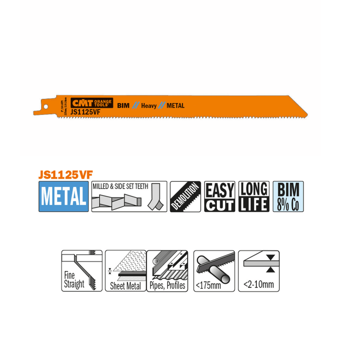 Lame scie sabre JS1125VF métal 225 mm x5 – CMT