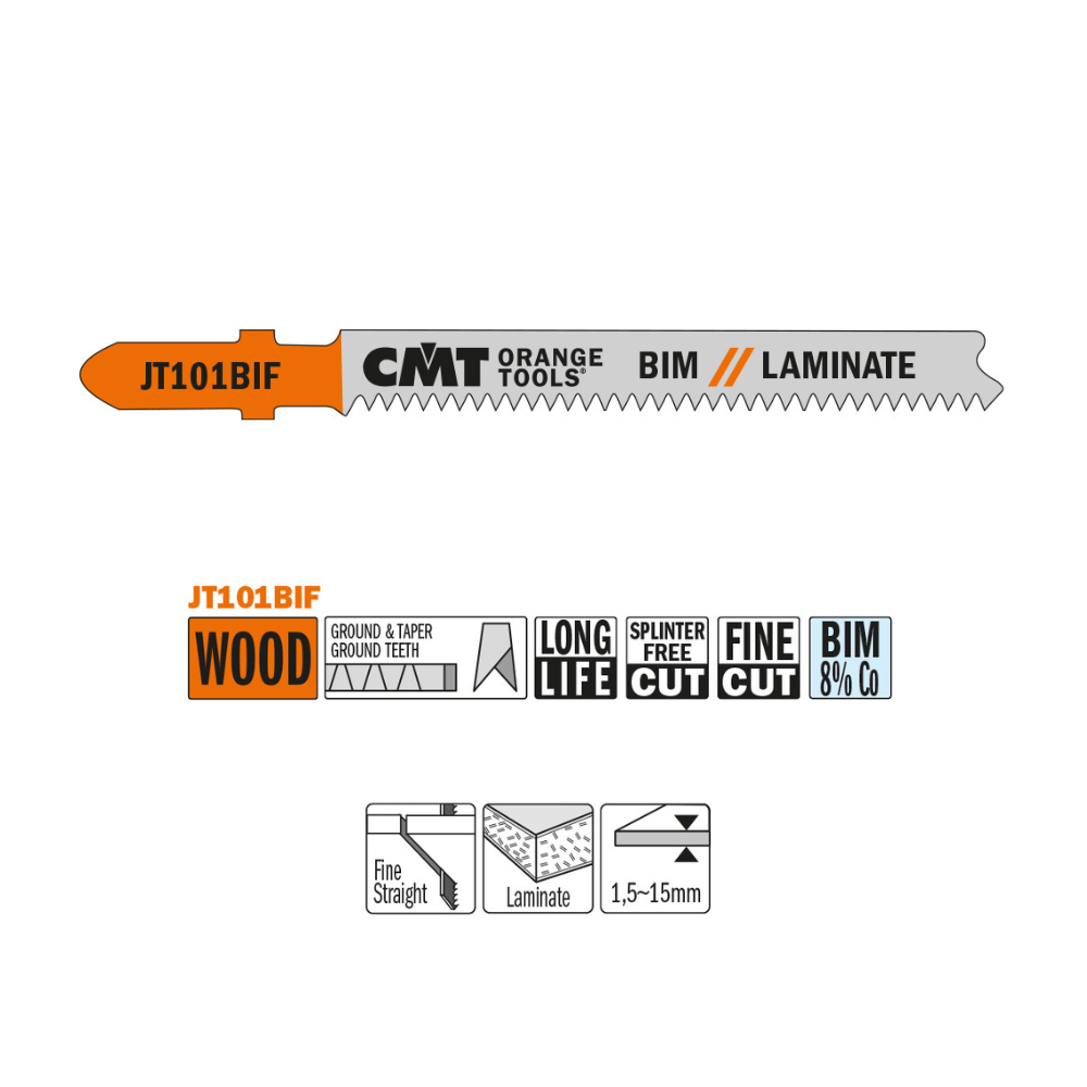 Lame de scie sauteuse JT101BIF - Stratifié, coupe droite - CMT