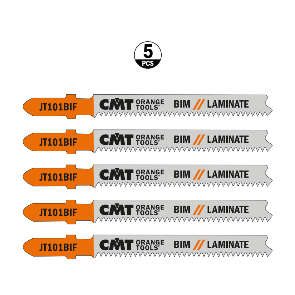 Lot de 5 Lames scie sauteuse CMT JT101BIF stratifié 15 TPI
