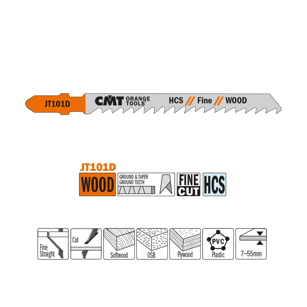 Détails de la Lame scie sauteuse CMT JT101D bois 6 TPI
