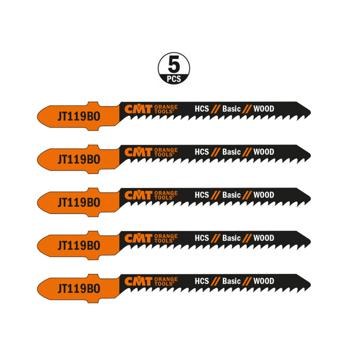 Lot de 5 Lames scie sauteuse CMT JT119BO bois coupe curviligne