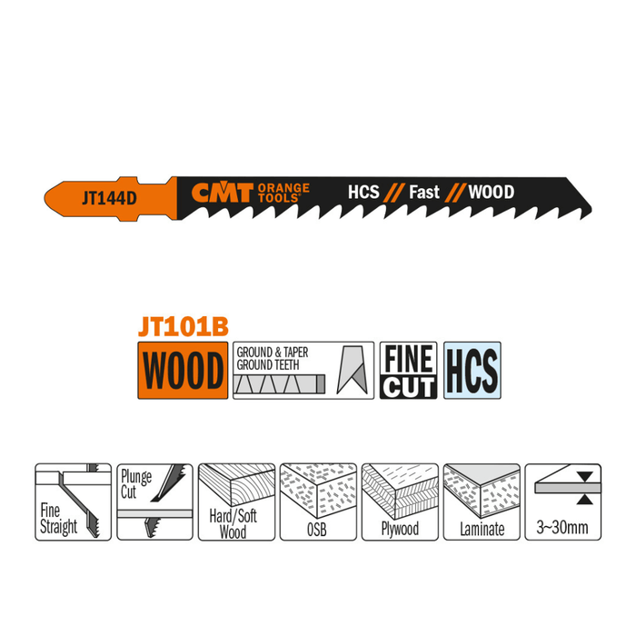 Caractéristique de la Lame scie sauteuse CMT JT144D bois coupe rapide