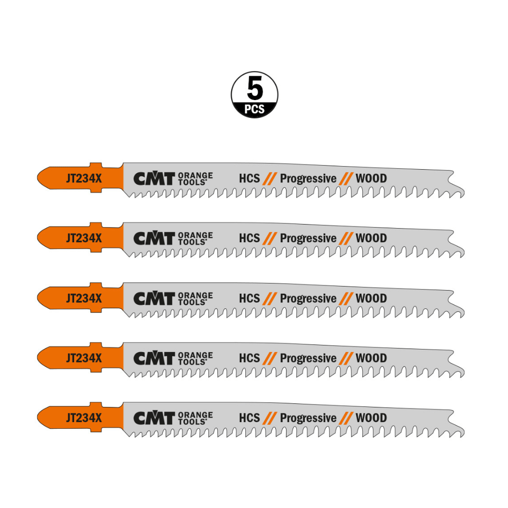 Lot de 5 Lames scie sauteuse CMT JT234X bois coupe sans éclats