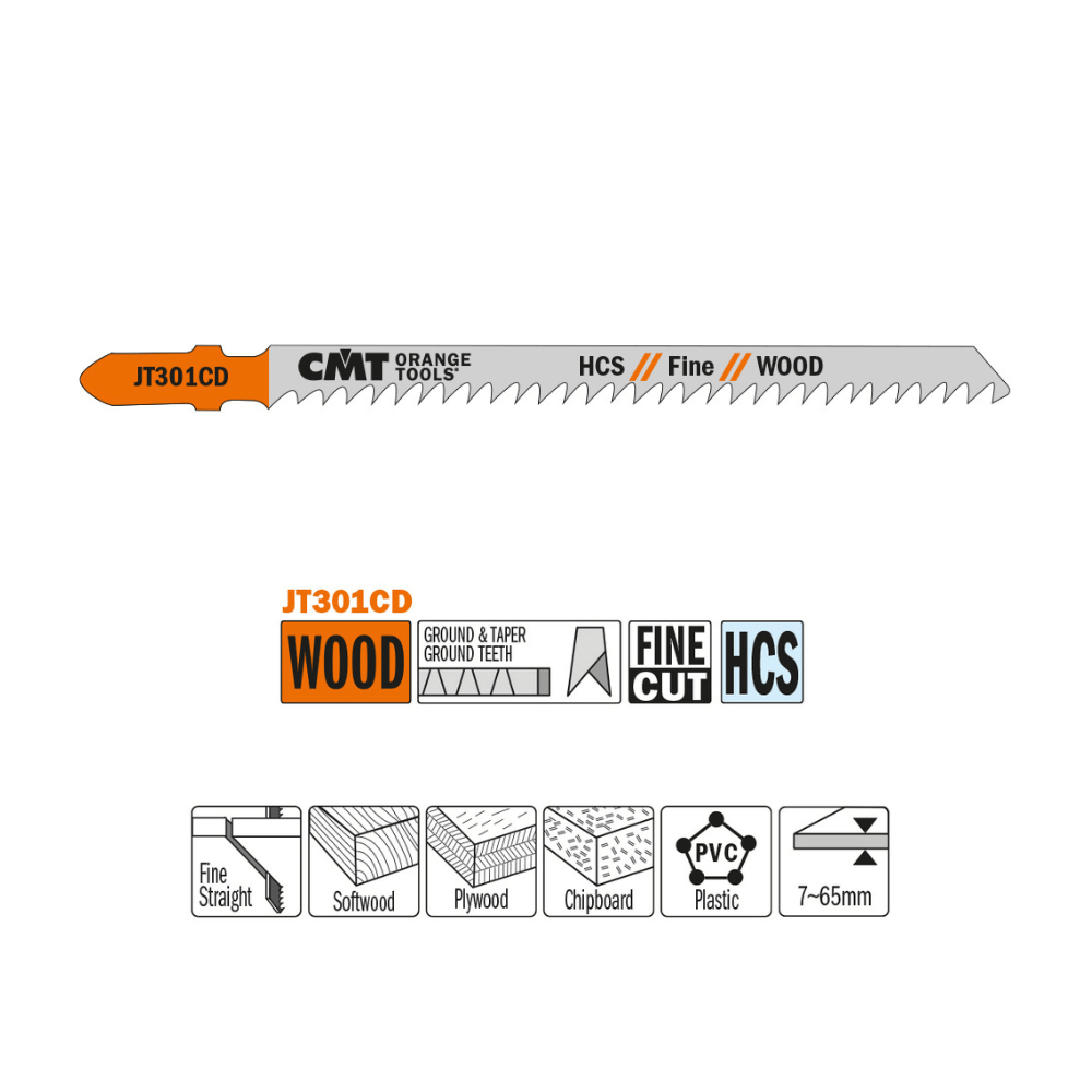 Lame de scie sauteuse JT301CD - Bois tendre, coupe droite - CMT